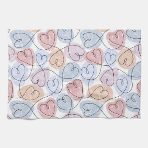 Soft Hearts: Continuous Line Valentijns's Theedoek