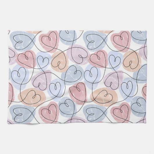 Soft Hearts: Continuous Line Valentijns's Theedoek (Horizontaal)