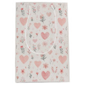 Soft Hearts Floral Gift Bag Medium Cadeauzakje (Voorkant)