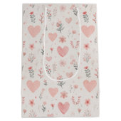 Soft Hearts Floral Gift Bag Medium Cadeauzakje (Achterkant)