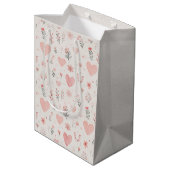 Soft Hearts Floral Gift Bag Medium Cadeauzakje (Achterkant Gekanteld)