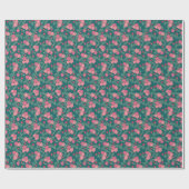 Soft Holiday Floral Pattern – Pink, Red, Teal Cadeaupapier (Vlak)