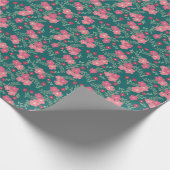 Soft Holiday Floral Pattern – Pink, Red, Teal Cadeaupapier (Hoek)