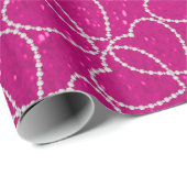 Soft Hot Pink Glitter Diamond Heart Patronen Cadeaupapier (Rol Hoek)