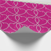 Soft Hot Pink Glitter Diamond Heart Patronen Cadeaupapier (Hoek)