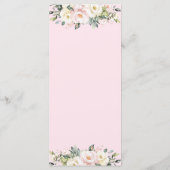 Soft Hued Blush Roze Ivoor Bloemen Wedding Menu (Achterkant)