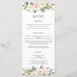 Soft Hued Blush Roze Ivoor Bloemen Wedding Menu