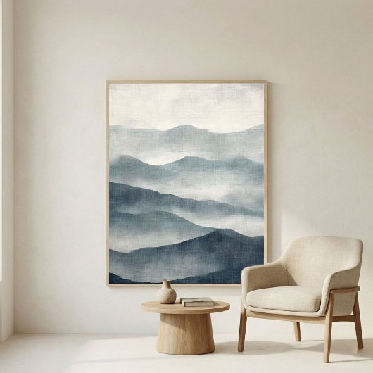 Soft Indigo Abstract Terrain Wall Art Poster