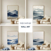 Soft Indigo Abstract Terrain Wall Art Poster