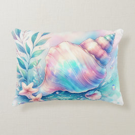 Soft Iridescent Pastel Hues Conch Seashell Accent Kussen