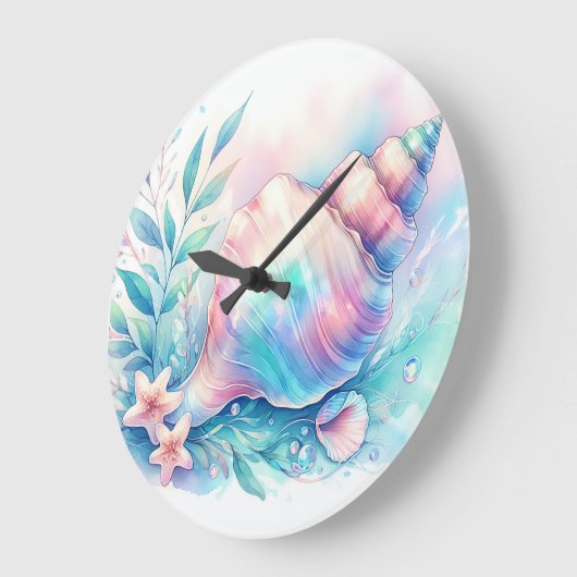 Soft Iridescent Pastel Hues Conch Seashell Grote Klok (Hoek)