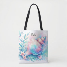 Soft Iridescent Pastel Hues Conch Seashell Tote Bag