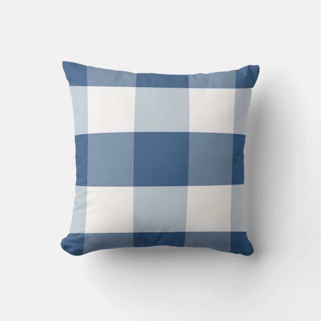 Soft Iris Blue en white reversisible gingham plaid Kussen (Voorkant)
