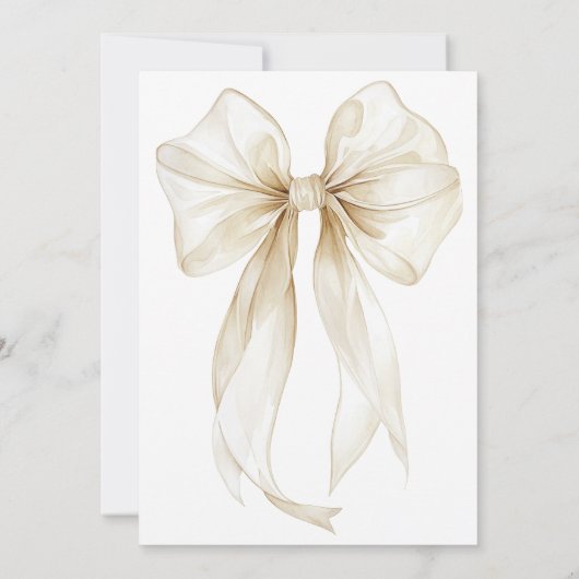 Soft Ivory Bow Text Overlay Baby Shower Kaart (Achterkant)