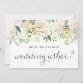 Soft Ivory Floral Garland Will You Be My Usher (Voorkant)