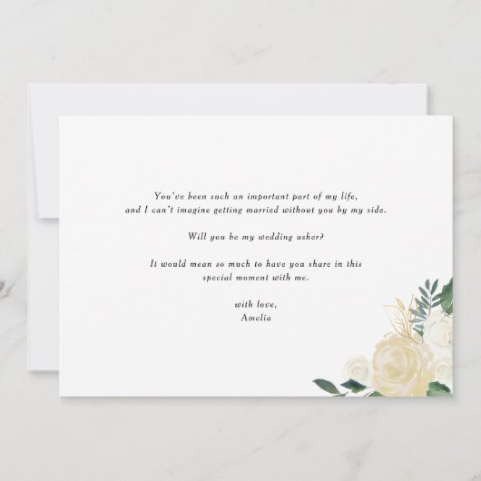 Soft Ivory Floral Garland Will You Be My Usher (Achterkant)