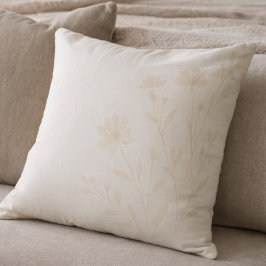 Soft Ivory Florals Throw Pillow Kussen