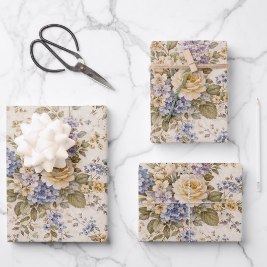 Soft Ivory Garden Bloom Inpakpapier Vel (Voorkant)