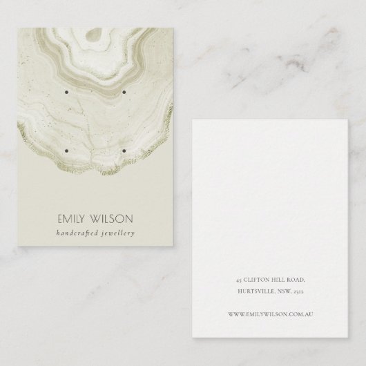 Soft Ivory Gold Agate Marble 2 Earning Display Visitekaartje (Voorkant / Achterkant)