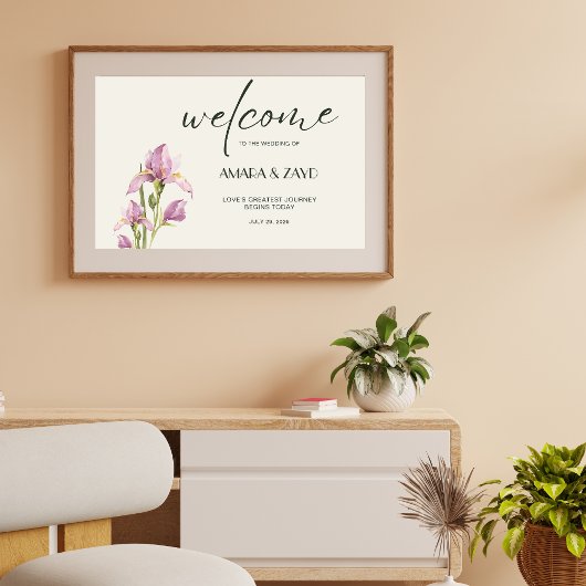 Soft Ivory & Iris bruiloft welkom Acryl Bord