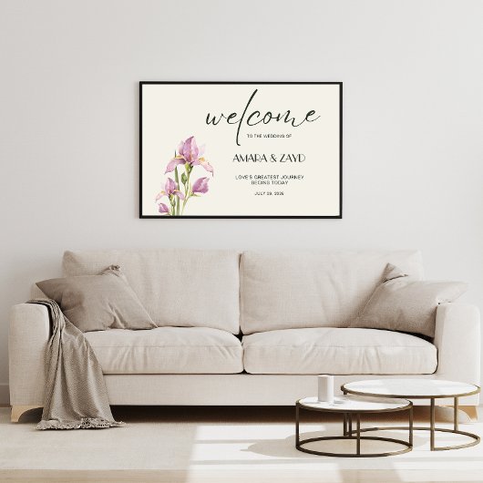 Soft Ivory & Iris bruiloft welkom Acryl Bord