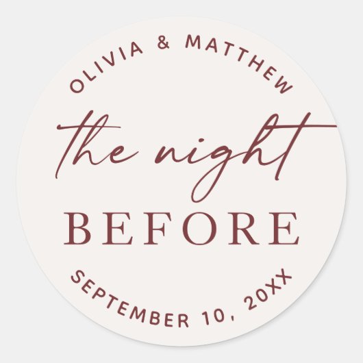 Soft Ivory Modern Script Wedding Rehearsal Dinner Ronde Sticker (Voorkant)