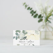 SOFT IVORY WHITE AQUA FLORAL WEDDING DANK U VISITEKAARTJE (Staand voorkant)