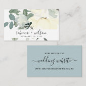 SOFT IVORY WHITE AQUA FLORAL WEDDING DANK U VISITEKAARTJE (Voorkant / Achterkant)