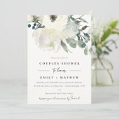 SOFT IVORY WHITE FLORA WATERVERF COUPLY SHOWER KAART (Staand voorkant)