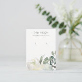 SOFT IVORY WHITE FLORAL BUNCH EARRING DISPLAY VISITEKAARTJE (Staand voorkant)
