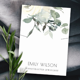 SOFT IVORY WHITE FLORAL BUNCH KETTING DISPLAY VISITEKAARTJE