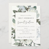 SOFT IVORY WHITE FLORAL BUNCH SWEET 16 BIRTHDAY KAART (Voorkant / Achterkant)