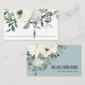 SOFT IVORY WHITE FLORAL BUNCH WEDDING PLACE CARD VISITEKAARTJE (Voorkant / Achterkant)