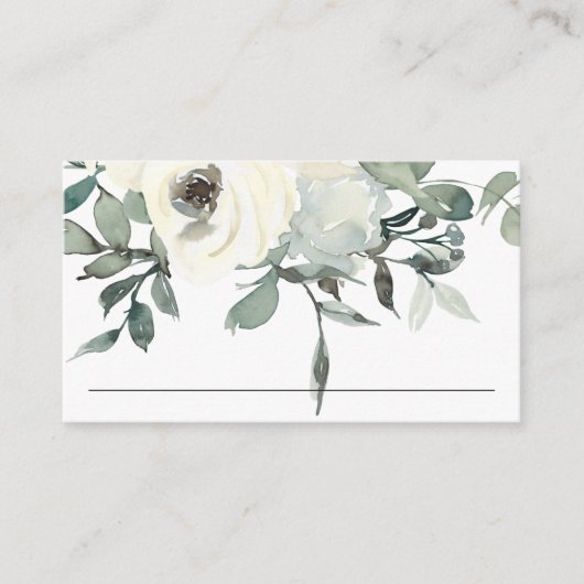 SOFT IVORY WHITE FLORAL BUNCH WEDDING PLACE CARD VISITEKAARTJE (Voorkant)