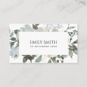 SOFT IVORY WHITE FLORAL WATERVERF BABY SHOWER PLAATSKAARTJE (Achterkant)