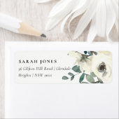 SOFT IVORY WHITE FLORAL WATERVERF BUNCH ADRES ETIKET (Insitu)