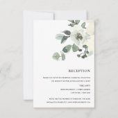 SOFT IVORY WHITE FLORAL WATERVERF BUNCH RECEPT RSVP KAARTJE (Voorkant)