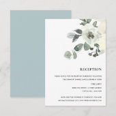 SOFT IVORY WHITE FLORAL WATERVERF BUNCH RECEPT RSVP KAARTJE (Voorkant / Achterkant)