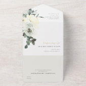 SOFT IVORY WHITE FLORAL WATERVERF BUNCH WEDING ALL IN ONE UITNODIGING (Buitenkant)