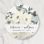SOFT IVORY WHITE FLORAL WATERVERF BUNCH WEDING BEDANKJES LABELS (Voorkant)