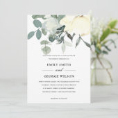 SOFT IVORY WHITE FLORAL WATERVERF BUNCH WEDING KAART (Staand voorkant)
