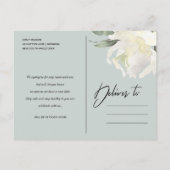 SOFT IVORY WHITE FLORAL WEDDING VERANDERT DE DATUM AANKONDIGINGSKAART (Achterkant)