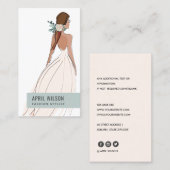 SOFT IVORY WHITE GRAY WEDDING GOWN BRIDAL DRESS VISITEKAARTJE (Voorkant / Achterkant)