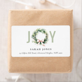 Soft Joy Blush Groene Kerst Krans Adres Etiket