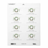 Soft Joy Blush Groene Kerst Krans Adres Etiket (Full Sheet)