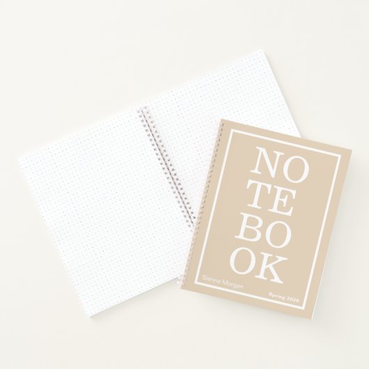 Soft Khaki/Beige Modern Big "NOTEBOOK" Notitieboek (Binnen)