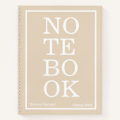 Soft Khaki/Beige Modern Big "NOTEBOOK" Notitieboek (Voorkant)