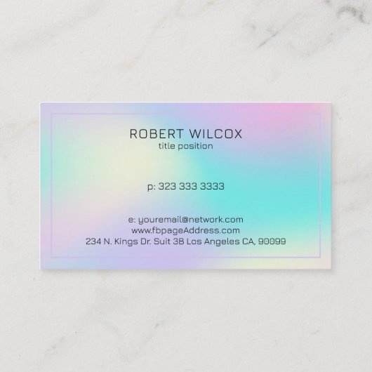Soft kleuren holographic background 2 visitekaartje (Achterkant)