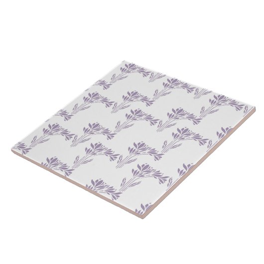 Soft Lavender Botanical Pattern Tile Tegeltje (Zijkant)