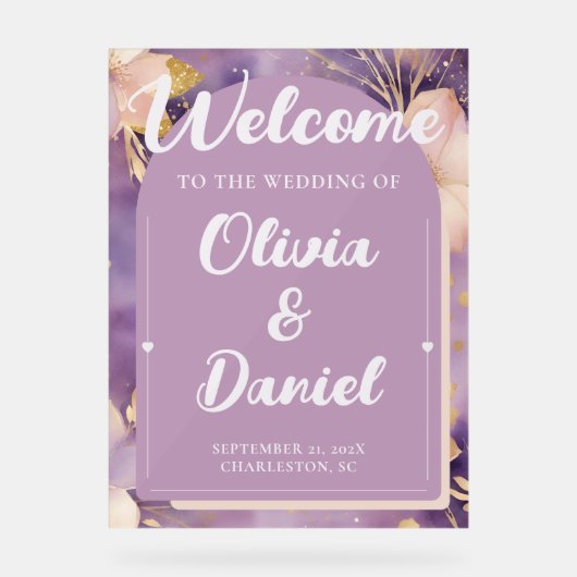 Soft Lavender Ceremony Welcome Display (Voorkant)